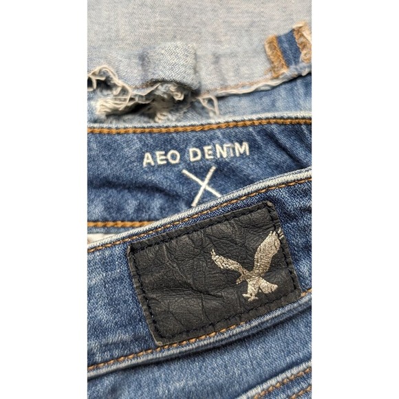 American Eagle High Rise Shortie Denim Jean Shorts Ripped Distressed Cuffed 6 - Picture 5 of 8